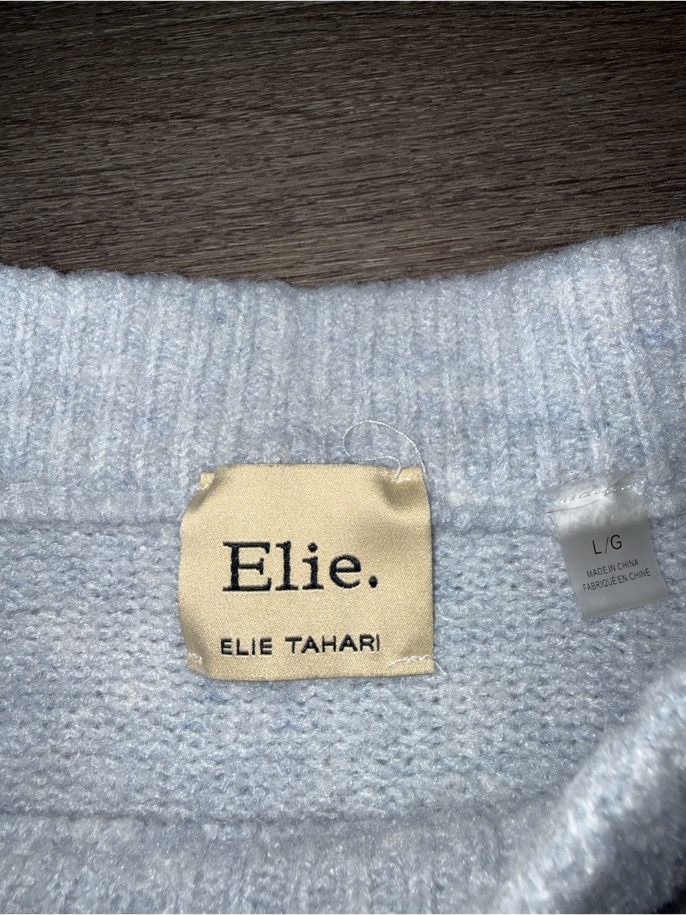 Elie Tahari - Grey Crewneck Sweater with Front Patch Pockets - Large - Picture 2 of 6